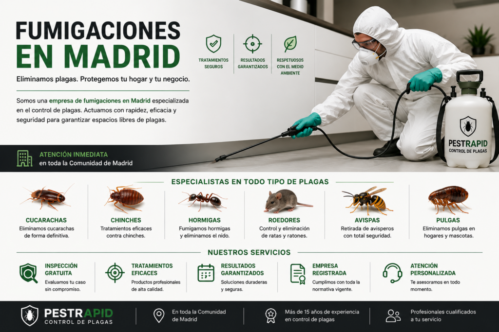 Fumigaciones en Madrid: cuándo contratar una empresa profesional de control de plagas
